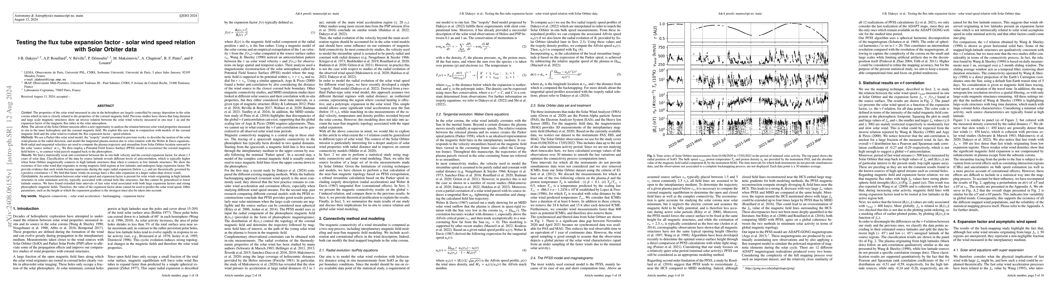 Thumbnail for Testing the flux tube expansion factor -- solar wind speed relation with
  Solar Orbiter data