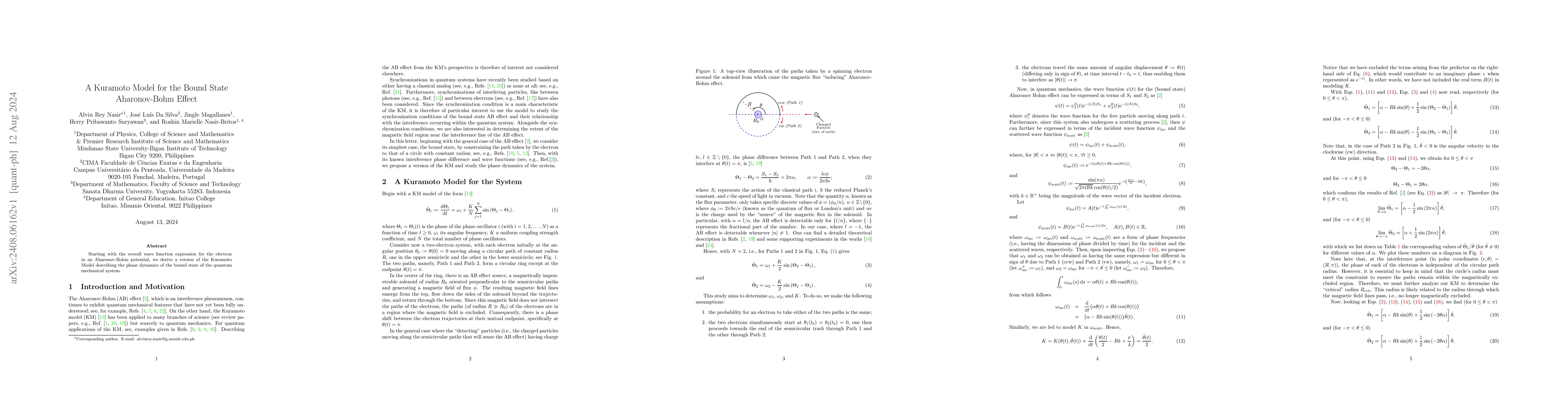 Thumbnail for A Kuramoto Model for the Bound State Aharonov-Bohm Effect