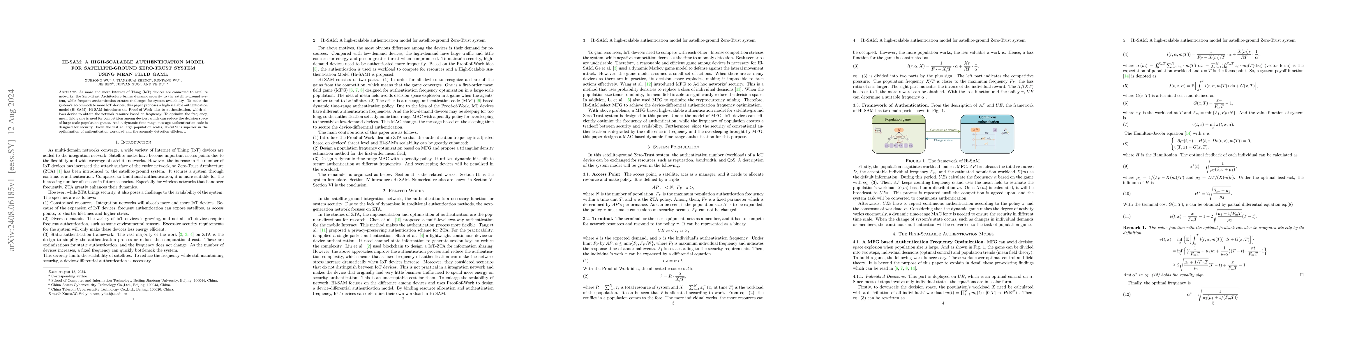 Thumbnail for Hi-SAM: A high-scalable authentication model for satellite-ground
  Zero-Trust system using mean field game