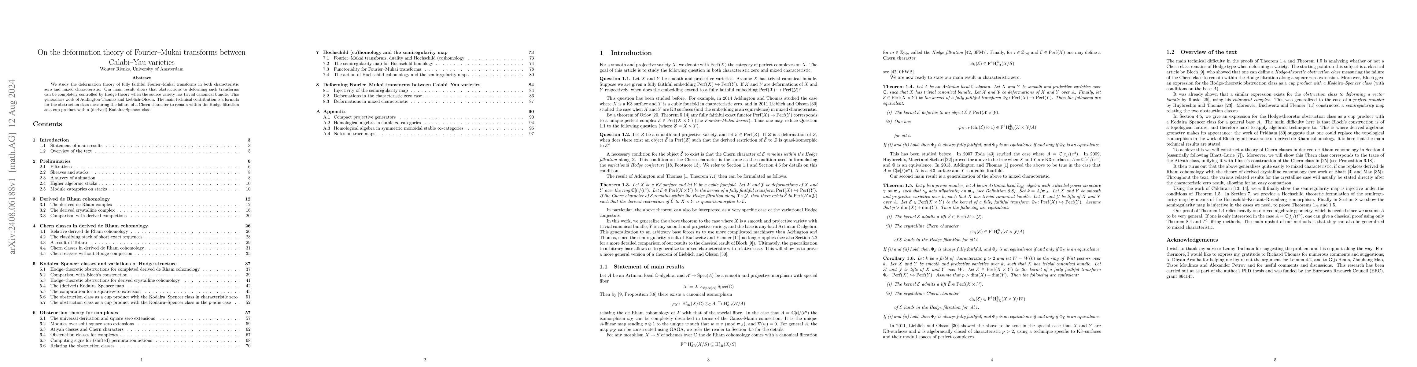 Thumbnail for On the deformation theory of Fourier-Mukai transforms between Calabi-Yau
  varieties