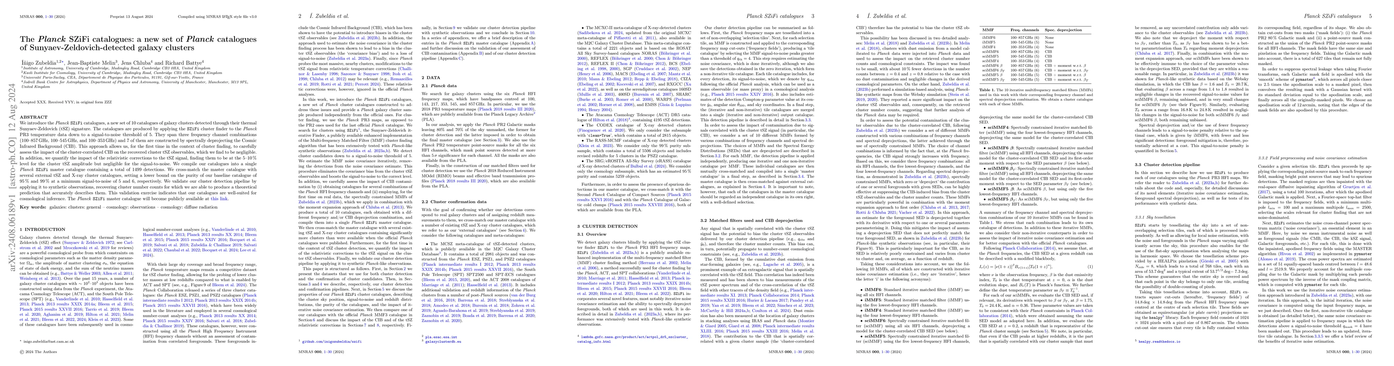 Thumbnail for The Planck SZiFi catalogues: a new set of Planck catalogues of
  Sunyaev-Zeldovich-detected galaxy clusters