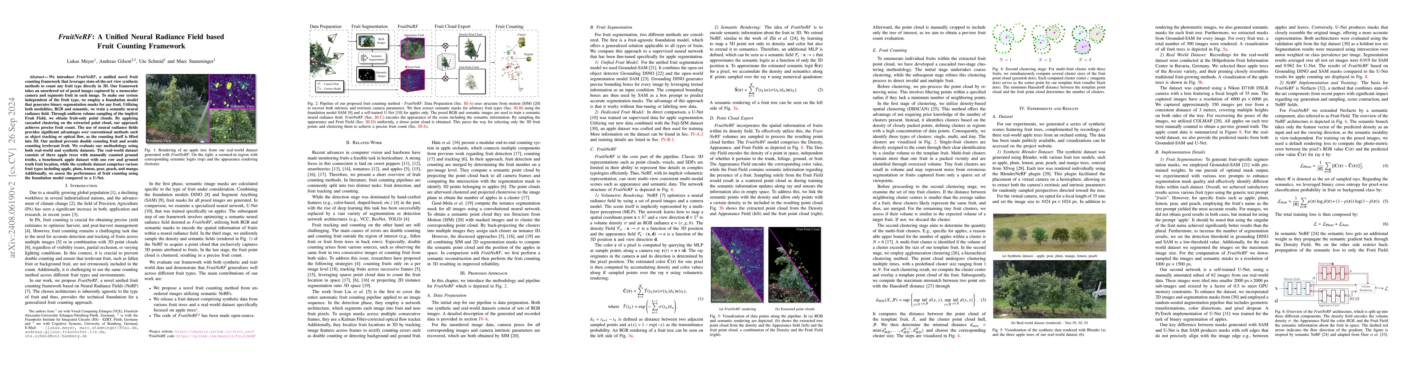 Thumbnail for FruitNeRF: A Unified Neural Radiance Field based Fruit Counting
  Framework