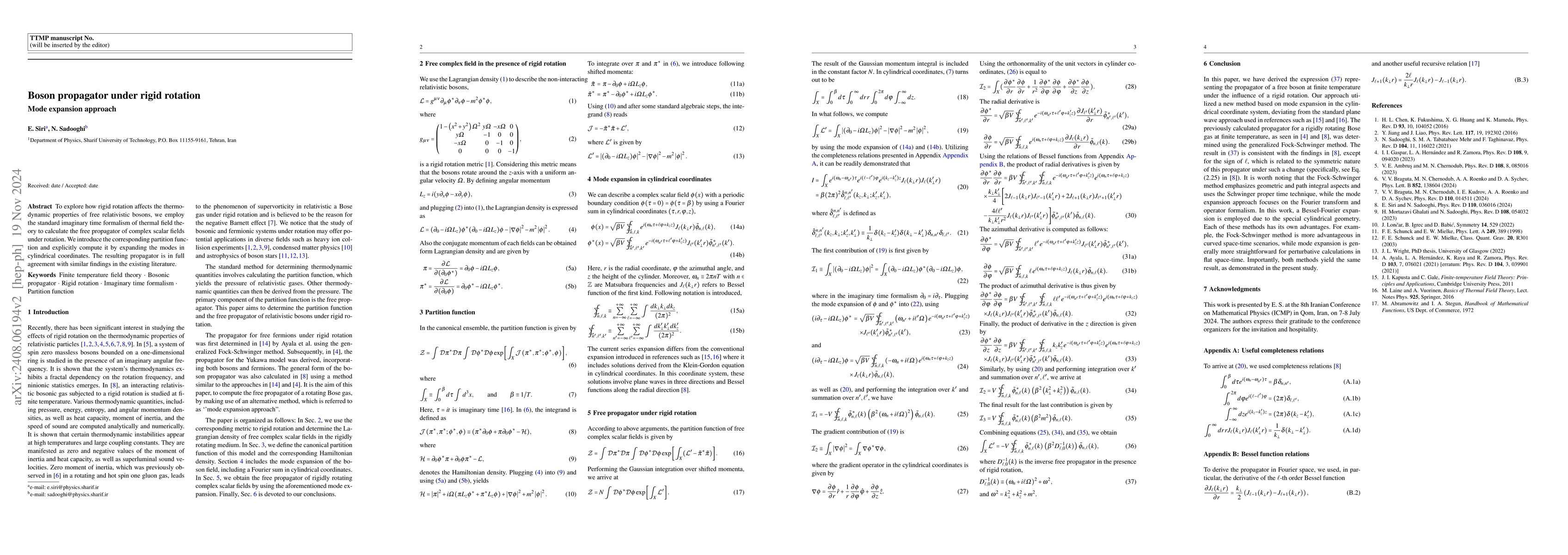 Thumbnail for Boson propagator under rigid rotation; Mode expansion approach