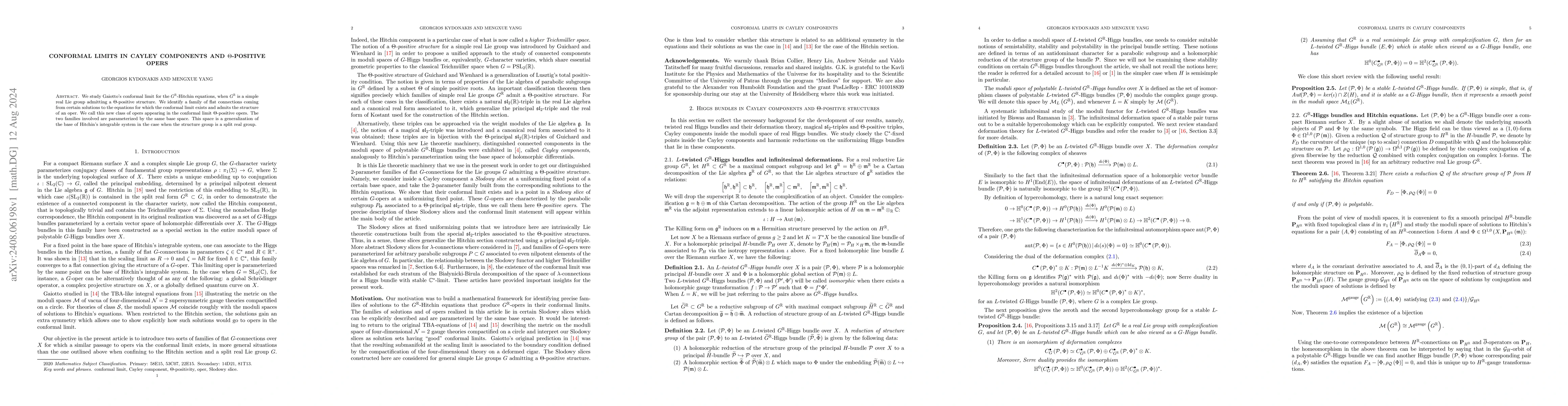 Thumbnail for Conformal limits in Cayley components and $Θ$-positive opers