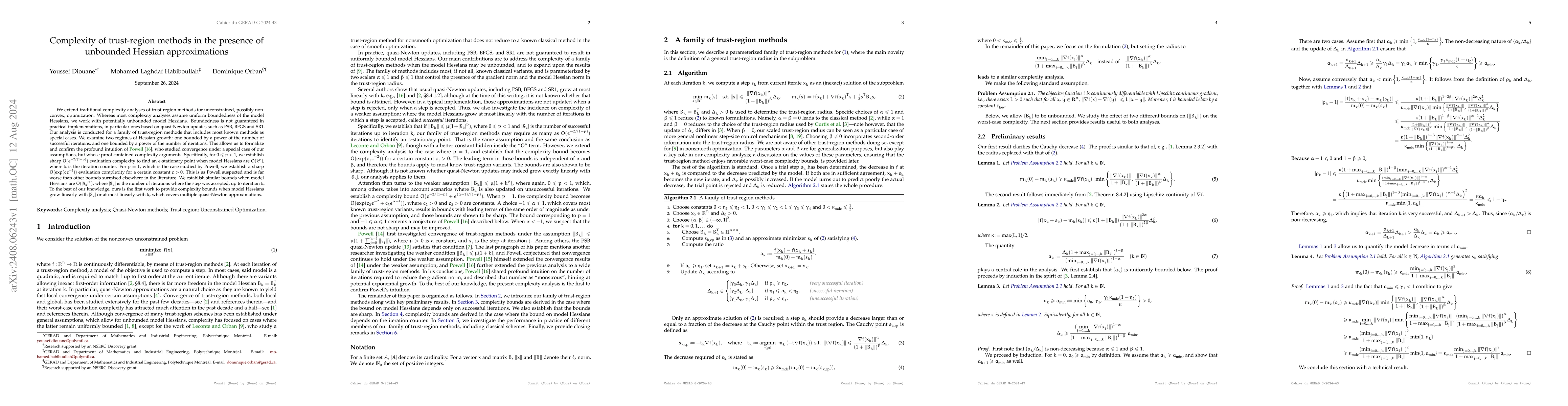 Thumbnail for Complexity of trust-region methods in the presence of unbounded Hessian
  approximations