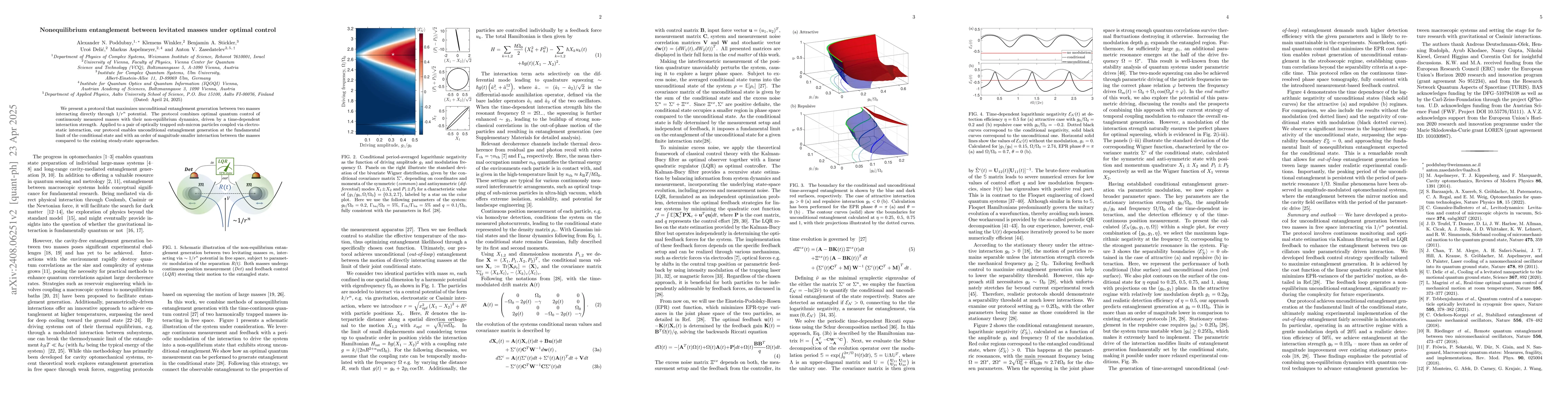 Thumbnail for Nonequilibrium entanglement between levitated masses under optimal
  control