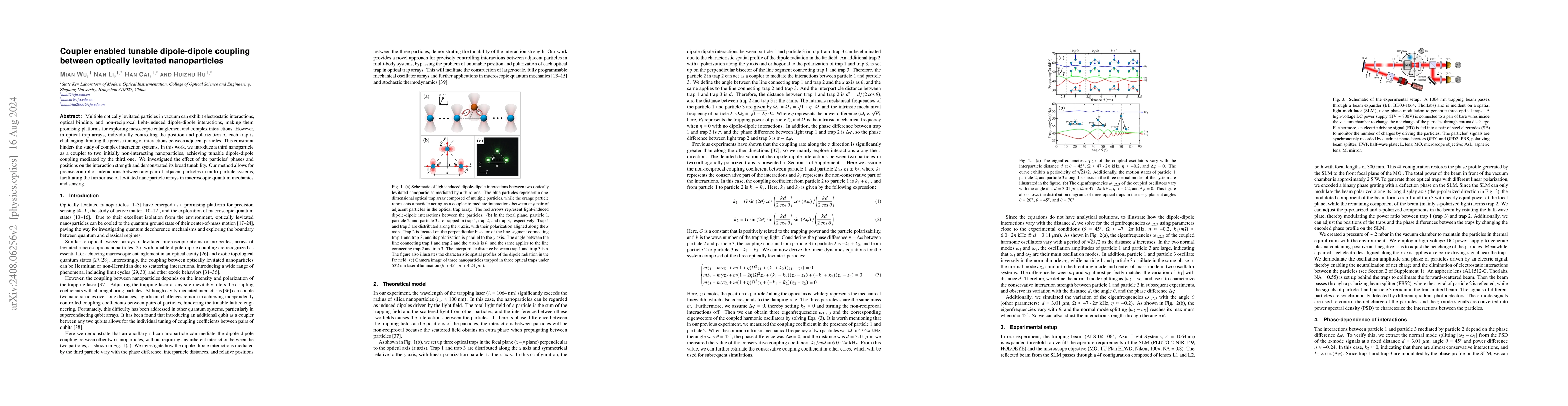 Thumbnail for Coupler enabled tunable dipole-dipole coupling between optically
  levitated nanoparticles