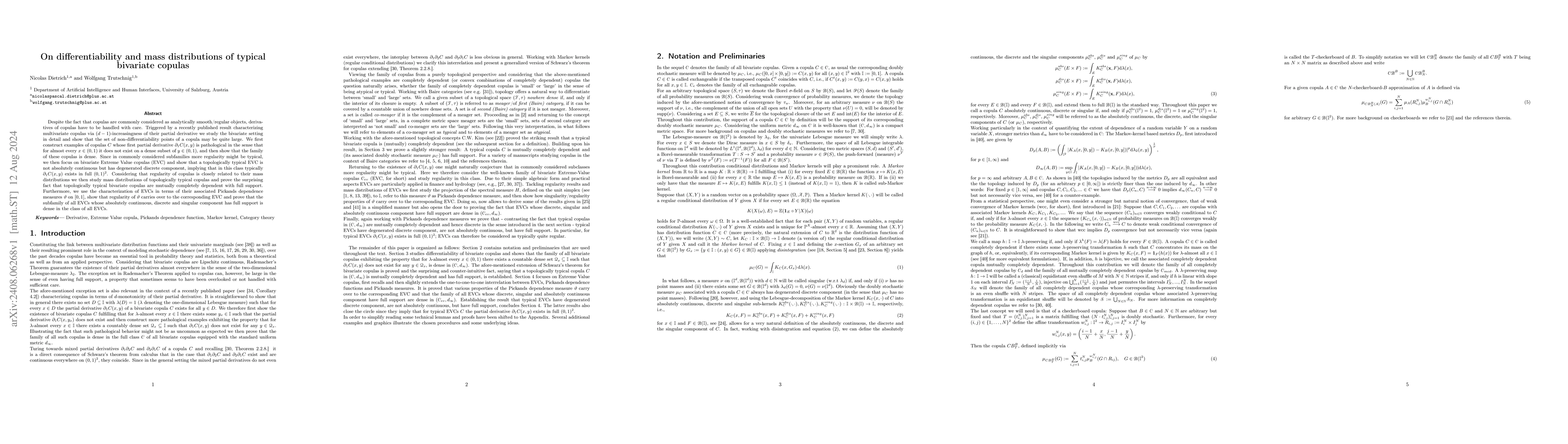 Thumbnail for On differentiability and mass distributions of typical bivariate copulas