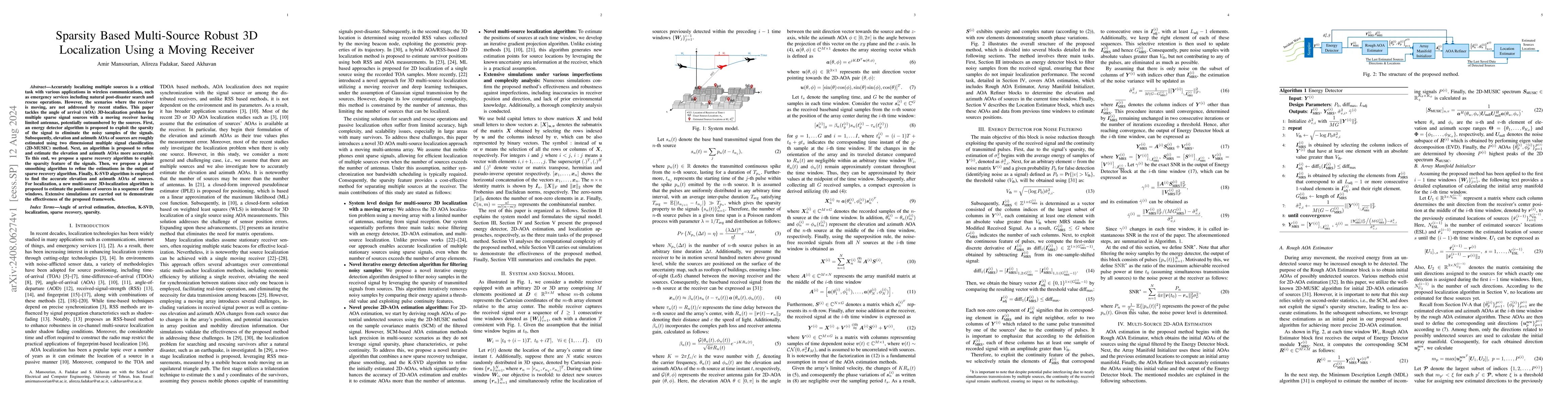 Thumbnail for Sparsity Based Multi-Source Robust 3D Localization Using a Moving
  Receiver