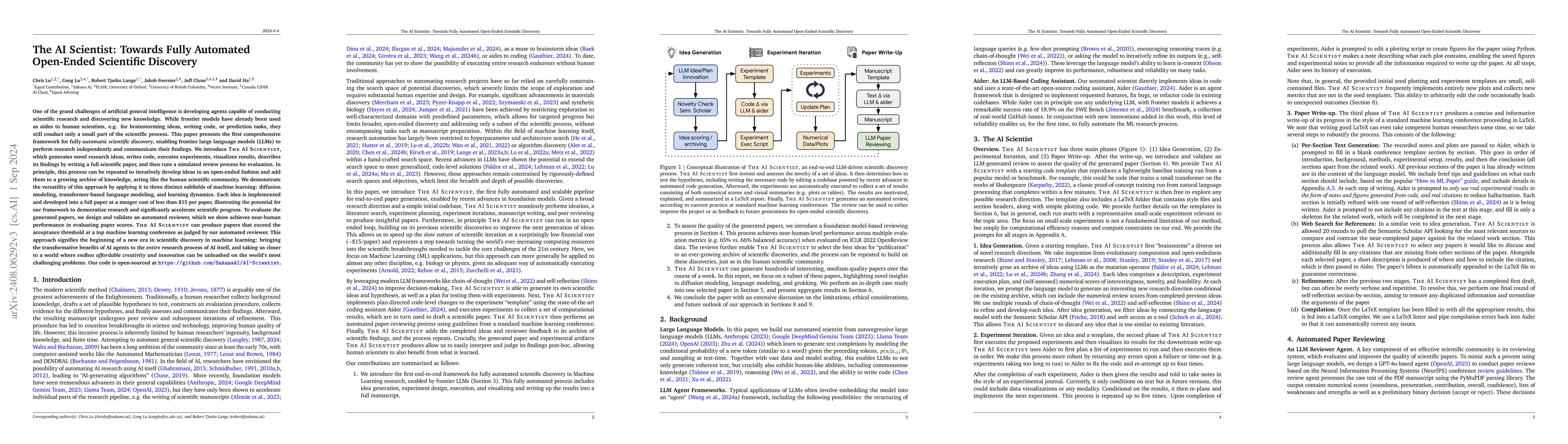Thumbnail for The AI Scientist: Towards Fully Automated Open-Ended Scientific
  Discovery
