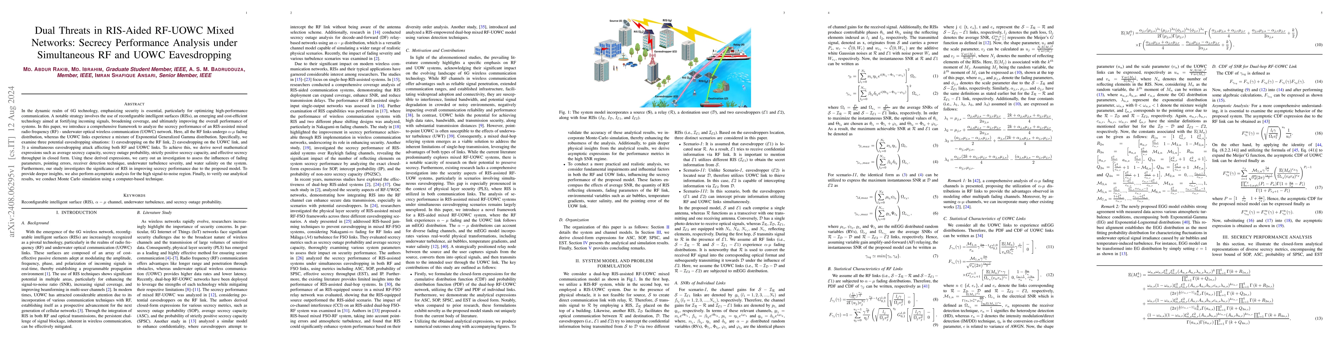 Thumbnail for Dual Threats in RIS-Aided RF-UOWC Mixed Networks: Secrecy Performance
  Analysis under Simultaneous RF and UOWC Eavesdropping