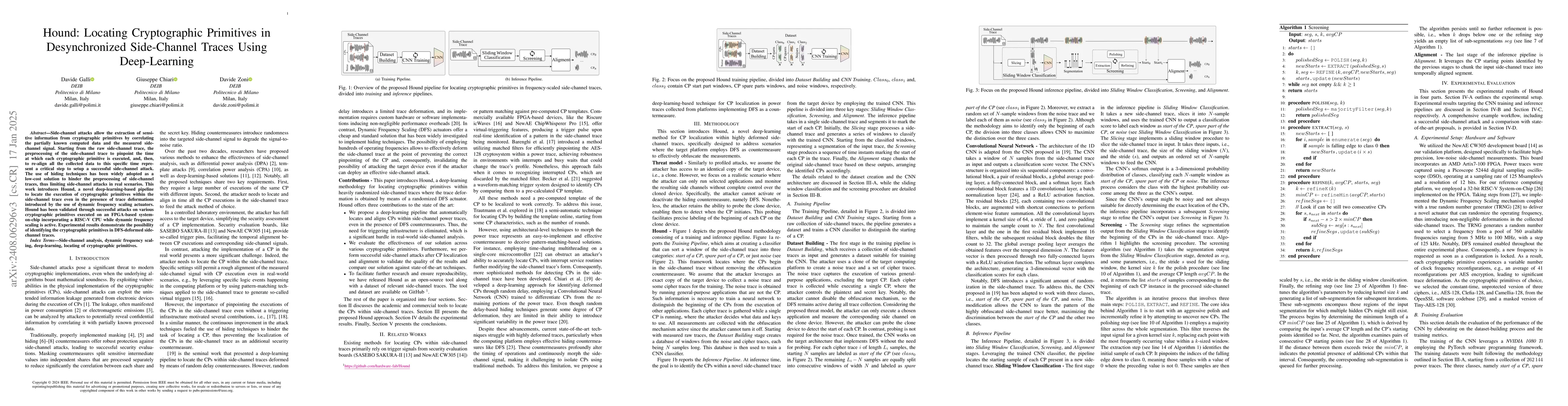 Thumbnail for Hound: Locating Cryptographic Primitives in Desynchronized Side-Channel
  Traces Using Deep-Learning