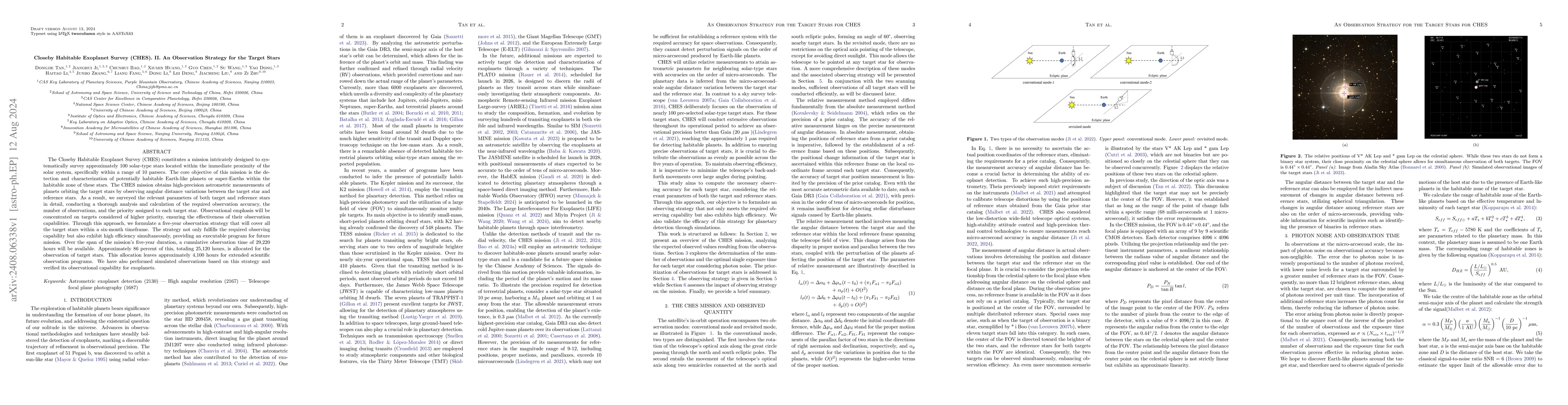 Thumbnail for Closeby Habitable Exoplanet Survey (CHES). II. An Observation Strategy
  for the Target Stars