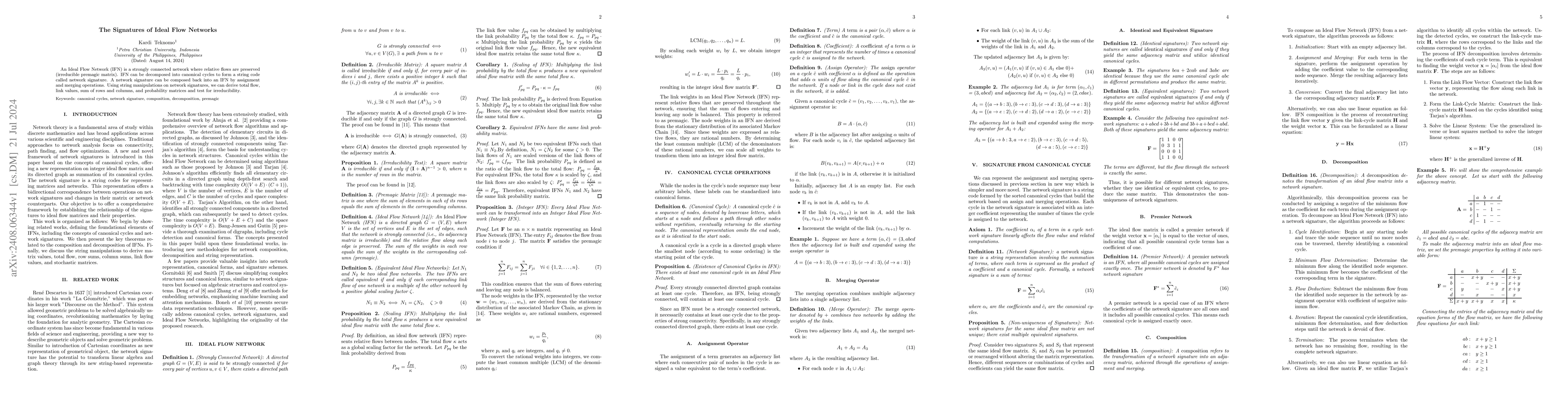 Thumbnail for The Signatures of Ideal Flow Networks