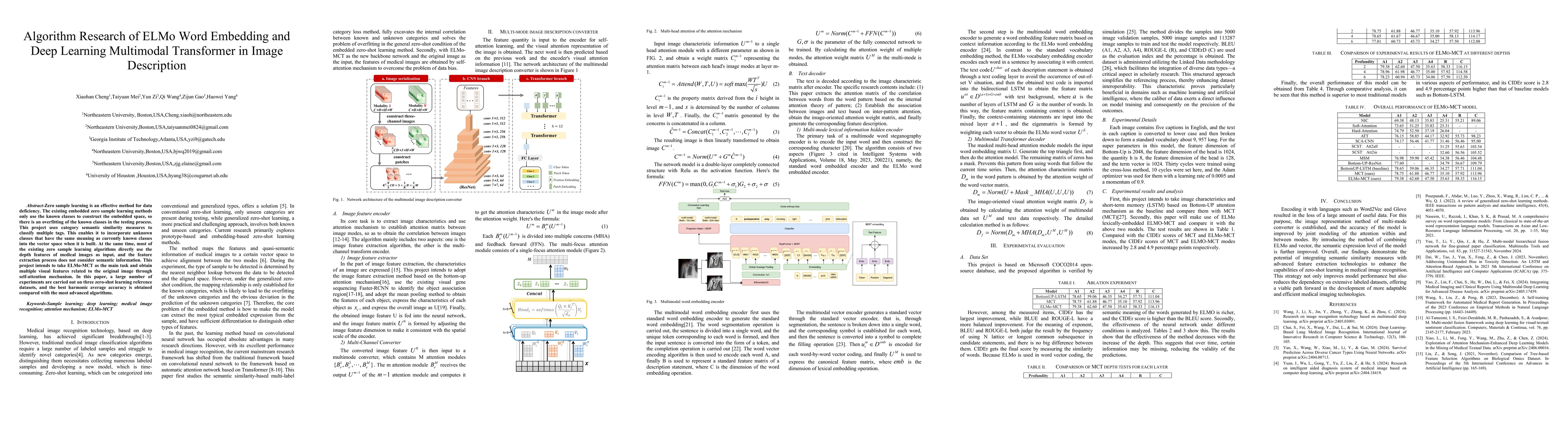 Thumbnail for Algorithm Research of ELMo Word Embedding and Deep Learning Multimodal
  Transformer in Image Description