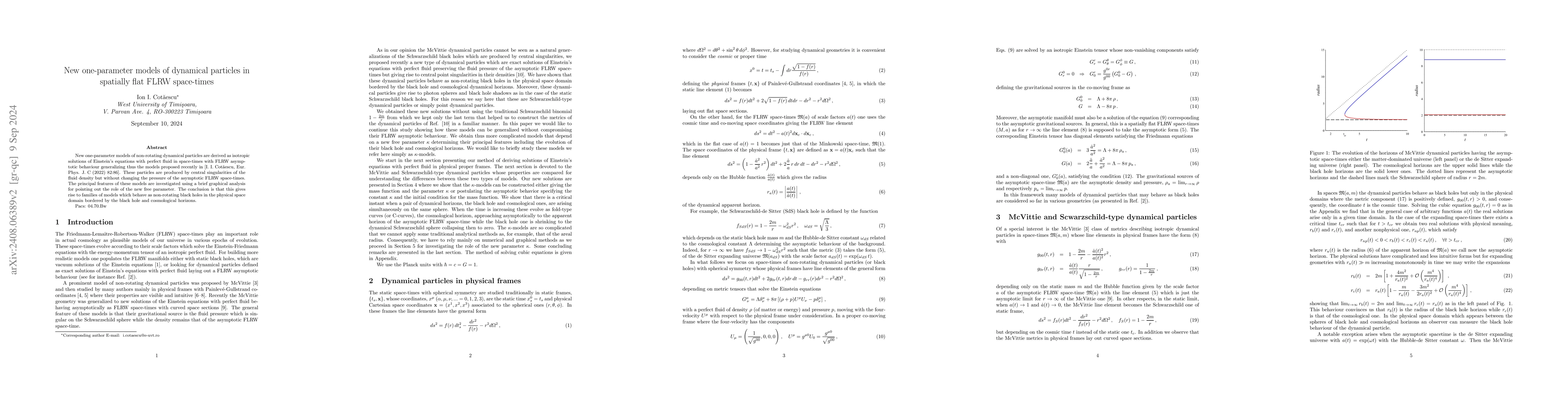 Thumbnail for New one-parameter models of dynamical particles in spatially flat FLRW
  space-times