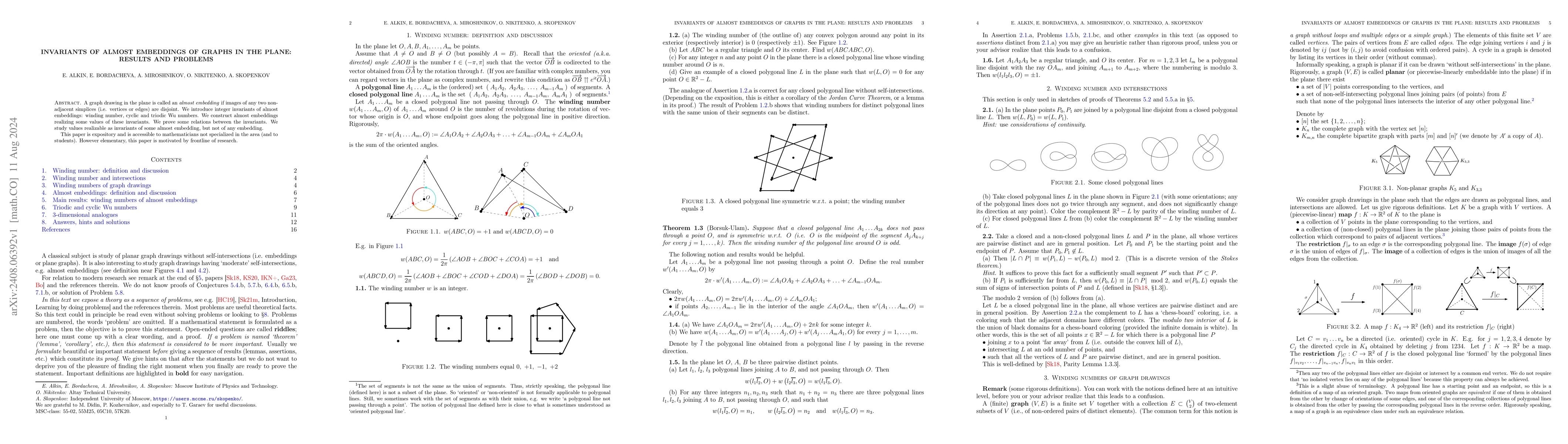 Thumbnail for Invariants of almost embeddings of graphs in the plane: results and
  problems