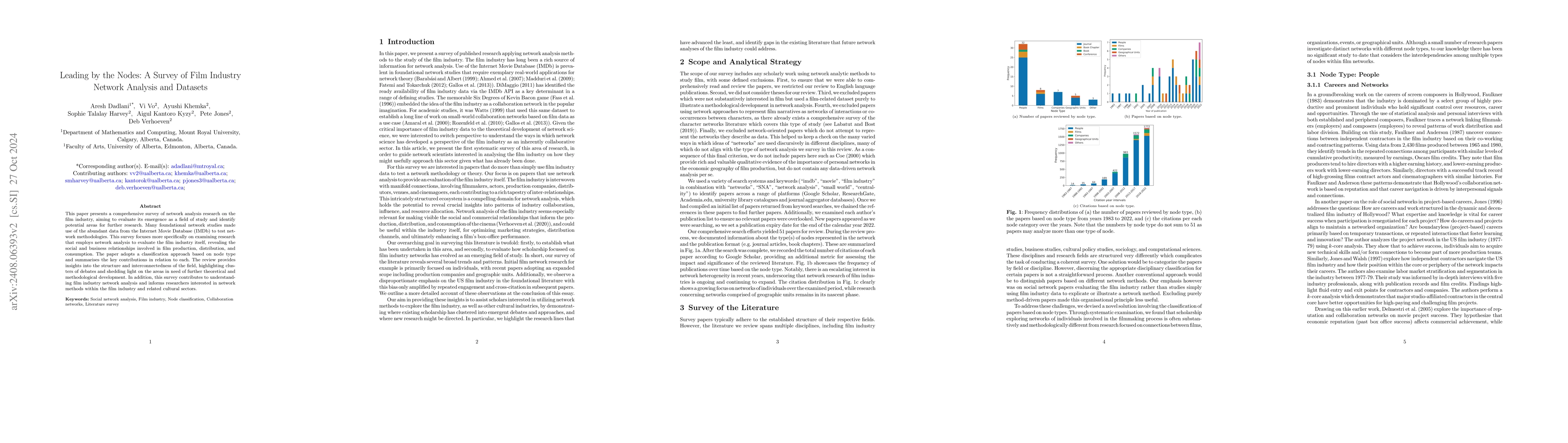 Thumbnail for Leading by the Nodes: A Survey of Film Industry Network Analysis and
  Datasets