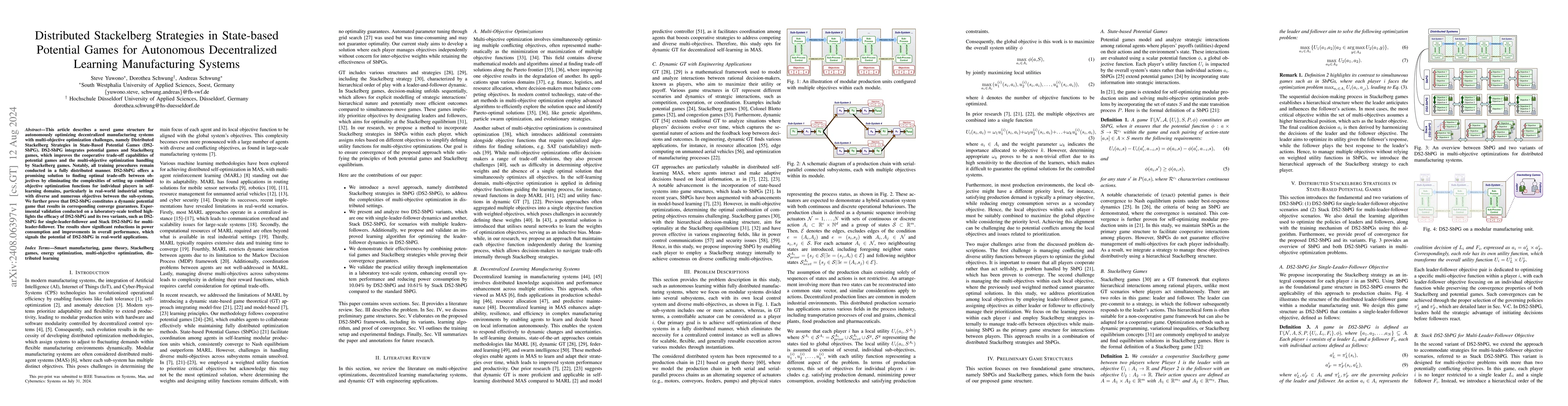 Thumbnail for Distributed Stackelberg Strategies in State-based Potential Games for
  Autonomous Decentralized Learning Manufacturing Systems