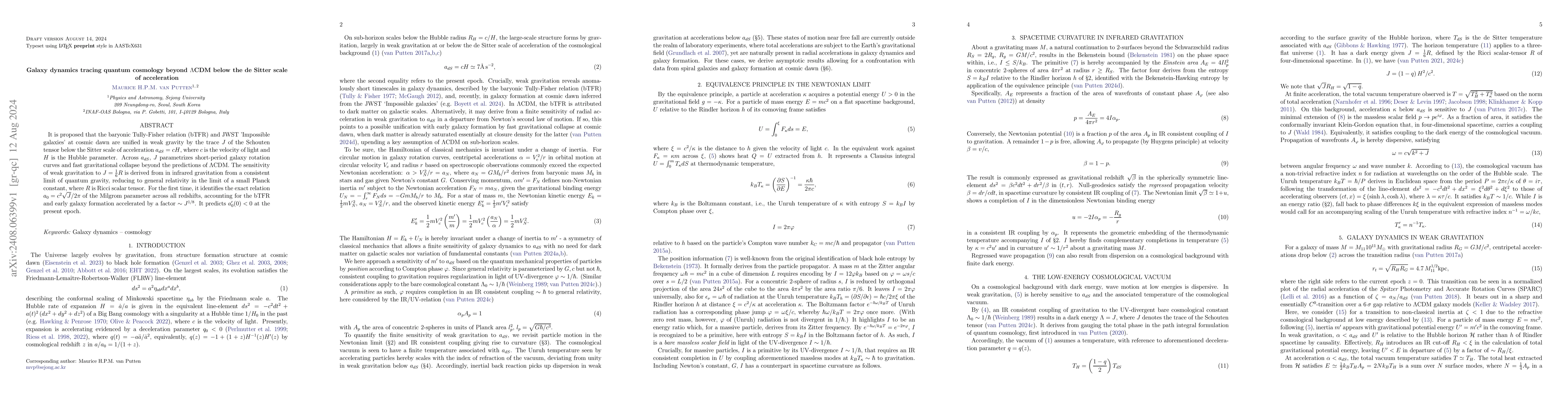 Thumbnail for Galaxy dynamics tracing quantum cosmology beyond $Λ$CDM below the
  de Sitter scale of acceleration