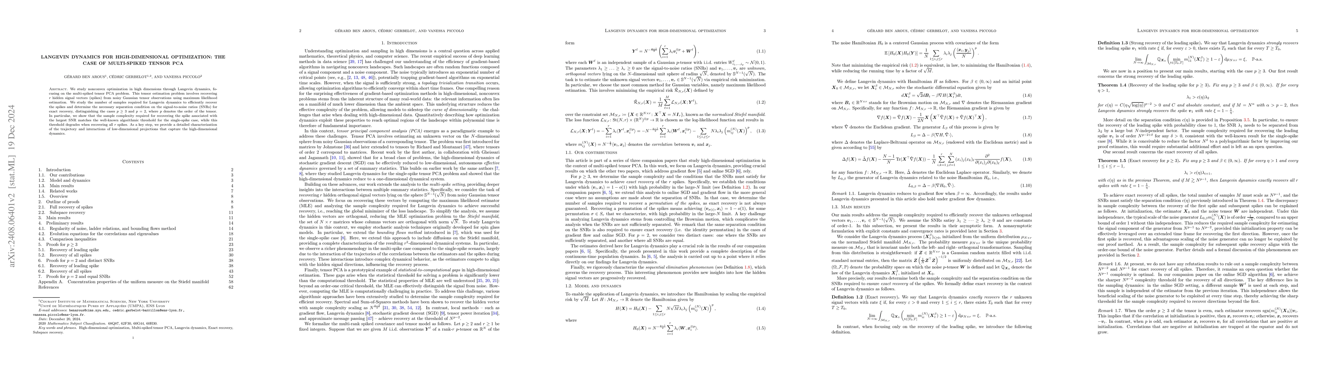 Thumbnail for High-dimensional optimization for multi-spiked tensor PCA