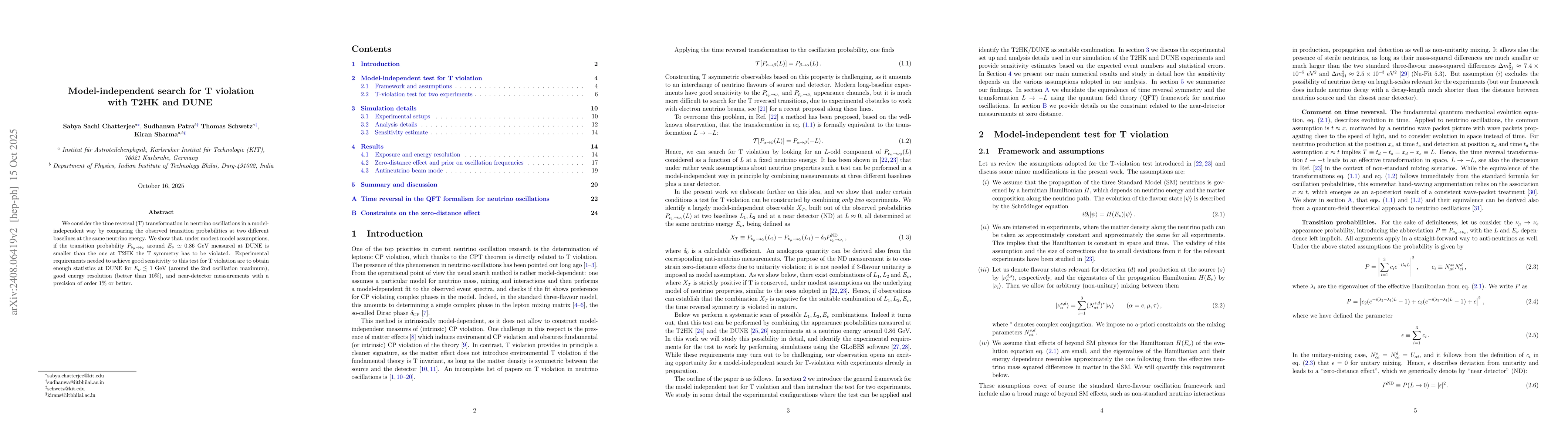 Thumbnail for Model-independent search for T violation with T2HK and DUNE