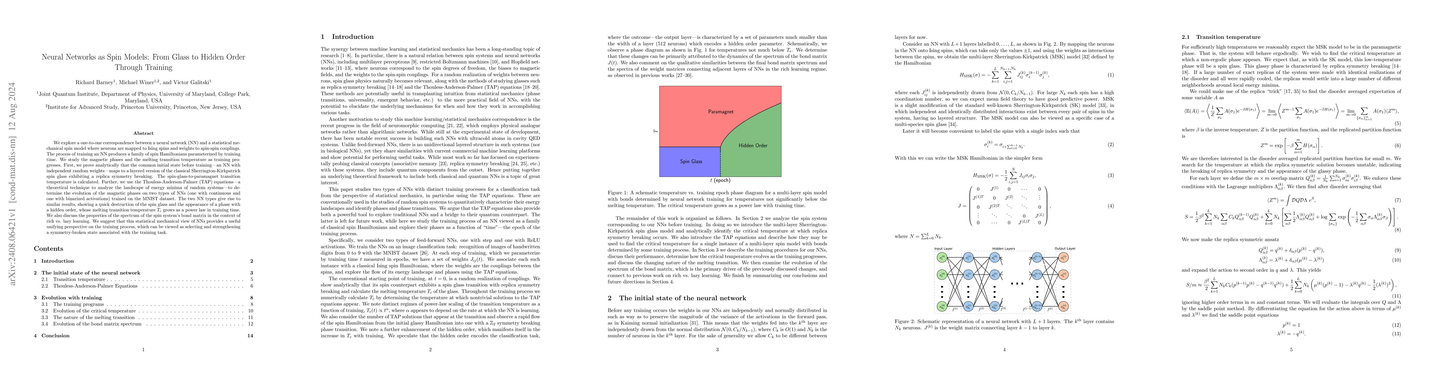 Thumbnail for Neural Networks as Spin Models: From Glass to Hidden Order Through
  Training