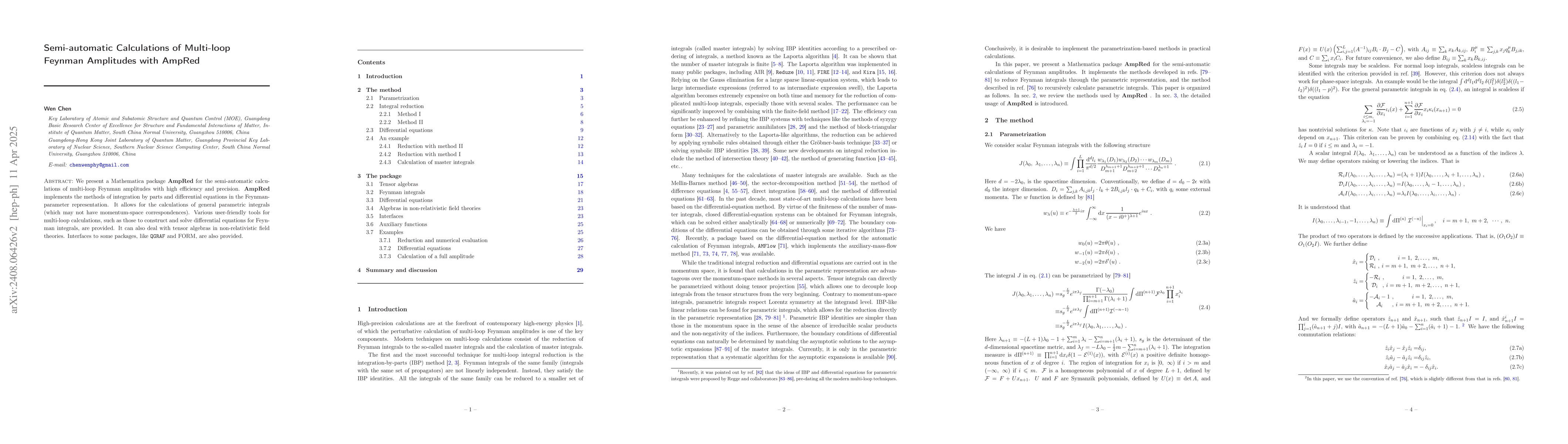 Thumbnail for Semi-automatic Calculations of Multi-loop Feynman Amplitudes with AmpRed