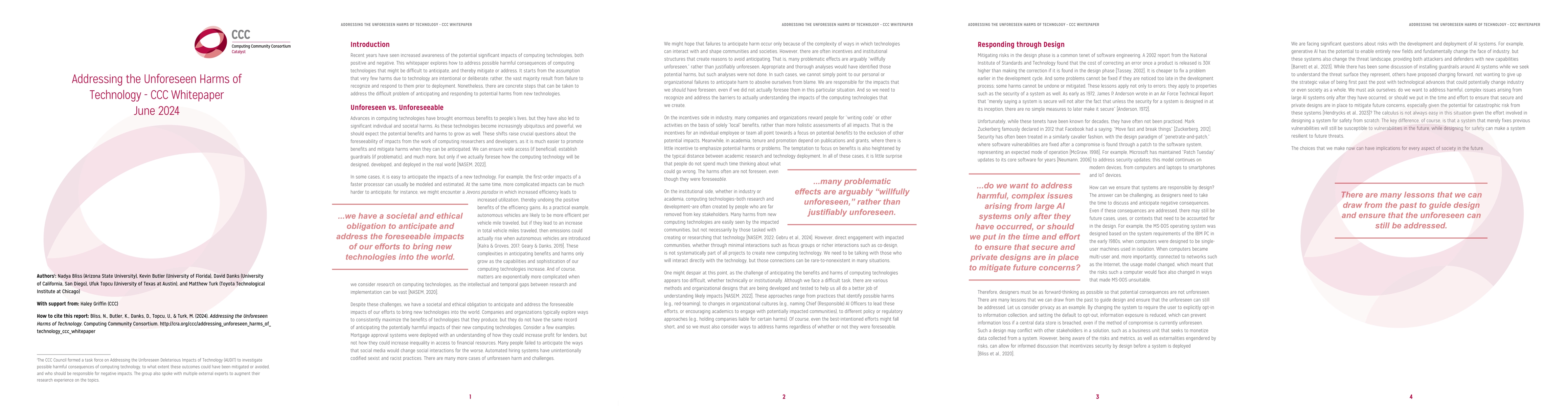 Thumbnail for Addressing the Unforeseen Harms of Technology CCC Whitepaper