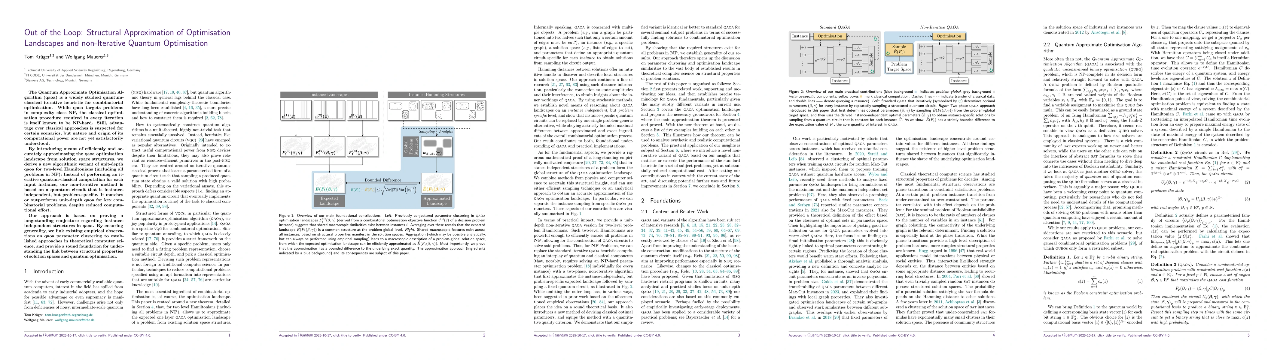 Thumbnail for Out of the Loop: Structural Approximation of Optimisation Landscapes and
  non-Iterative Quantum Optimisation