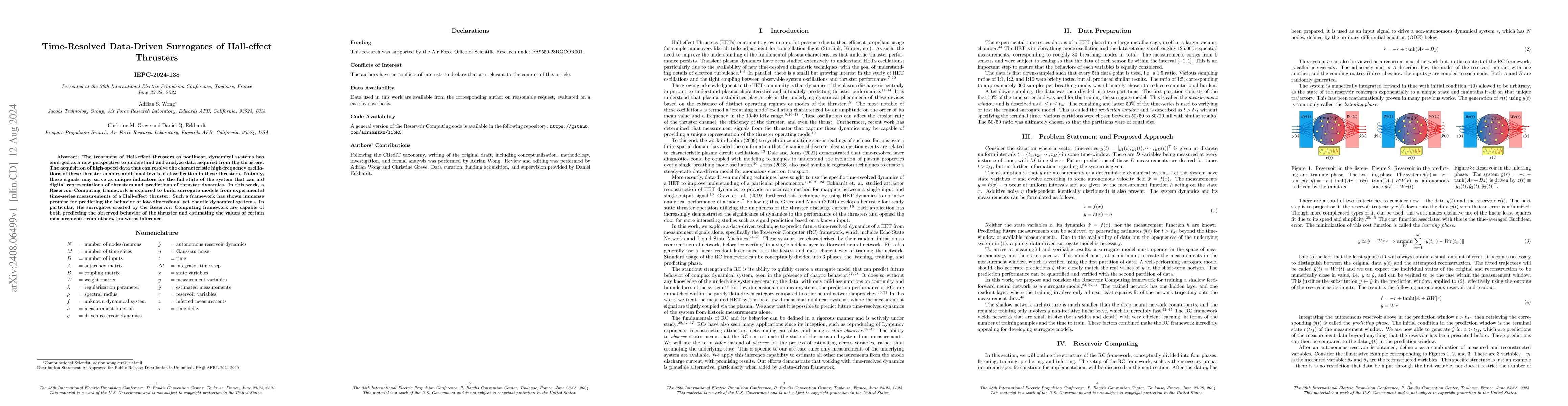 Thumbnail for Time-Resolved Data-Driven Surrogates of Hall-effect Thrusters