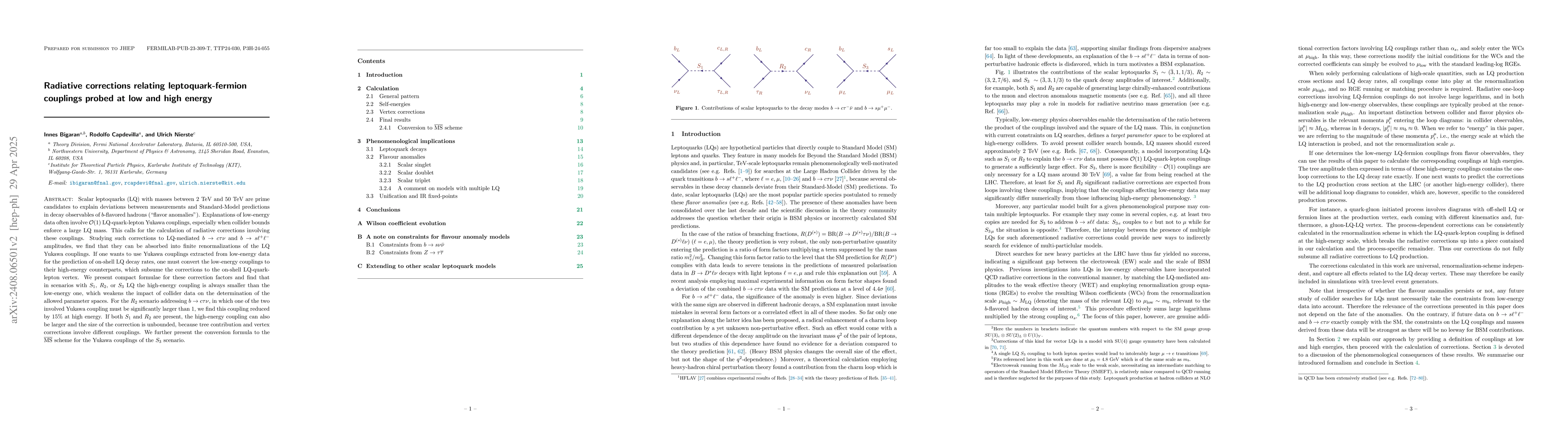 Thumbnail for Radiative corrections relating leptoquark-fermion couplings probed at
  low and high energy