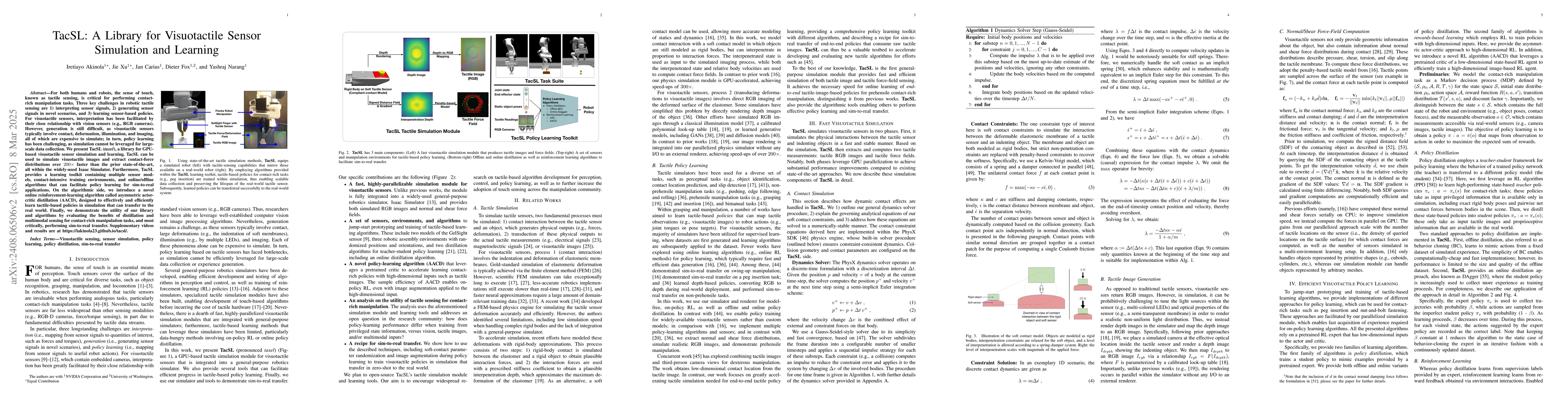 Thumbnail for TacSL: A Library for Visuotactile Sensor Simulation and Learning