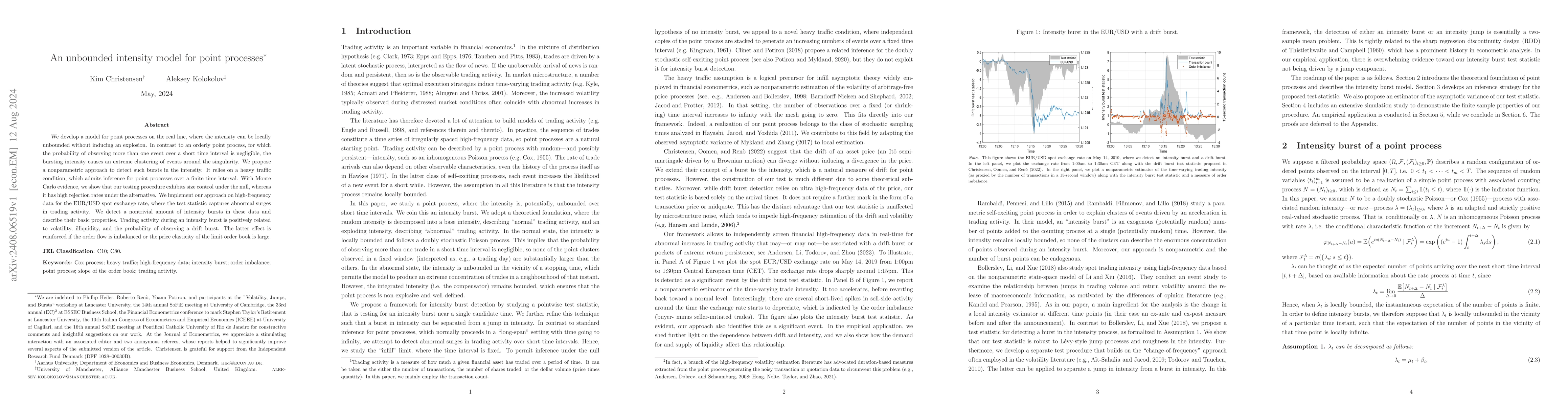 Thumbnail for An unbounded intensity model for point processes