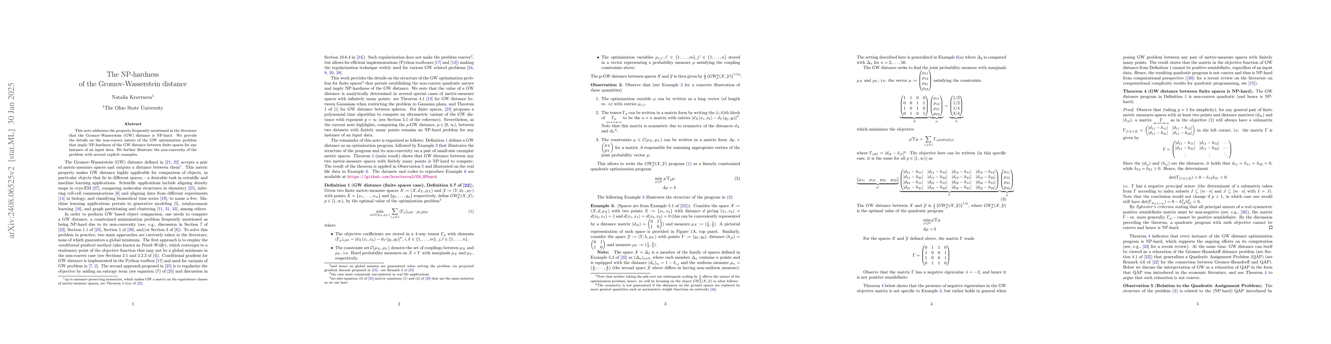 Thumbnail for The NP-hardness of the Gromov-Wasserstein distance