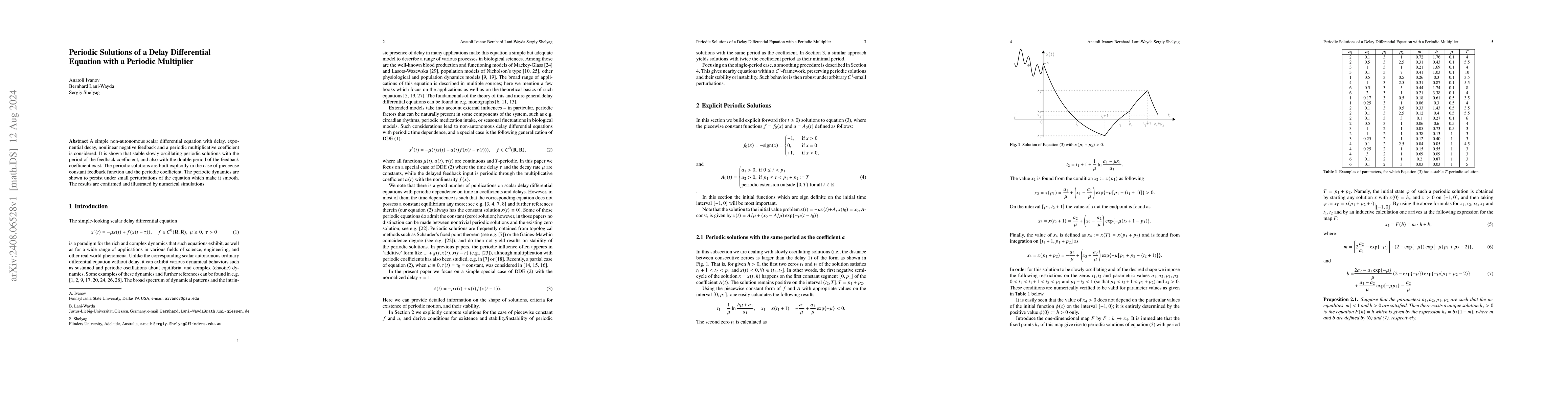 Thumbnail for Periodic Solutions of a Delay Differential Equation with a Periodic
  Multiplier