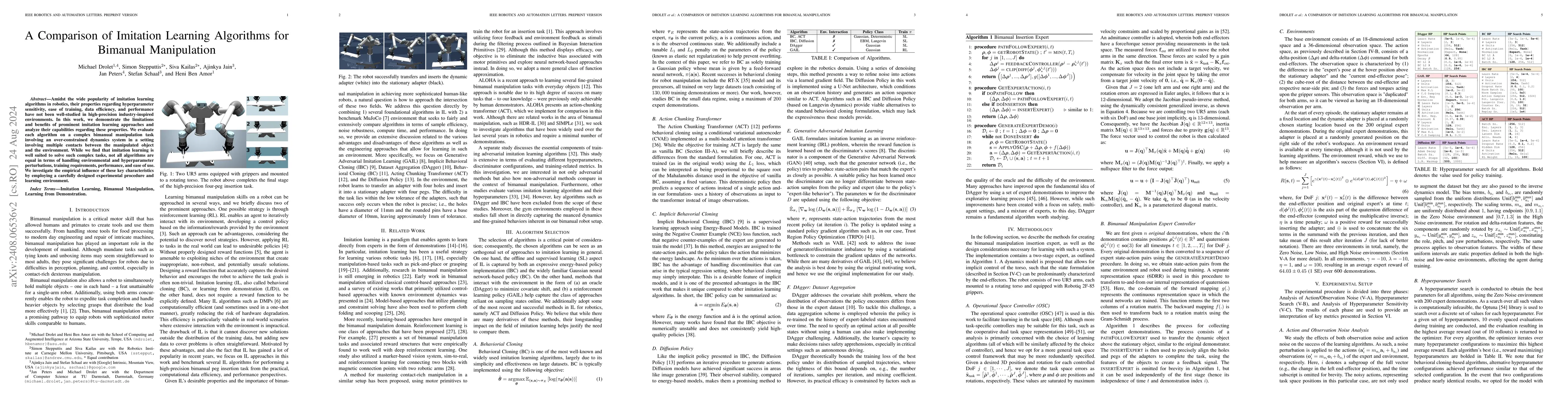 Thumbnail for A Comparison of Imitation Learning Algorithms for Bimanual Manipulation