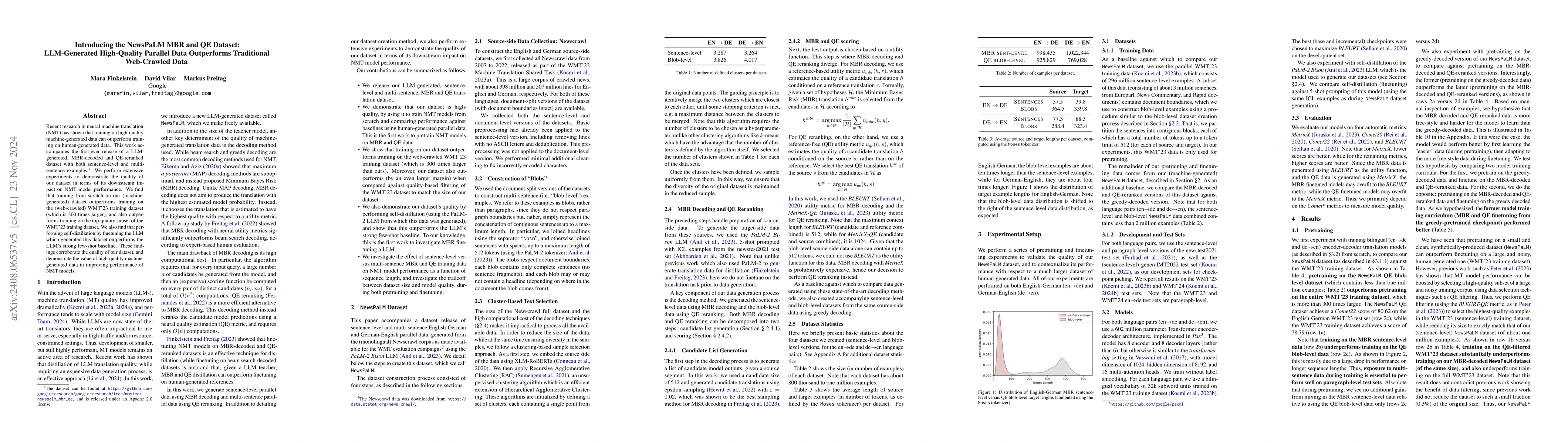 Thumbnail for Introducing the NewsPaLM MBR and QE Dataset: LLM-Generated High-Quality
  Parallel Data Outperforms Traditional Web-Crawled Data