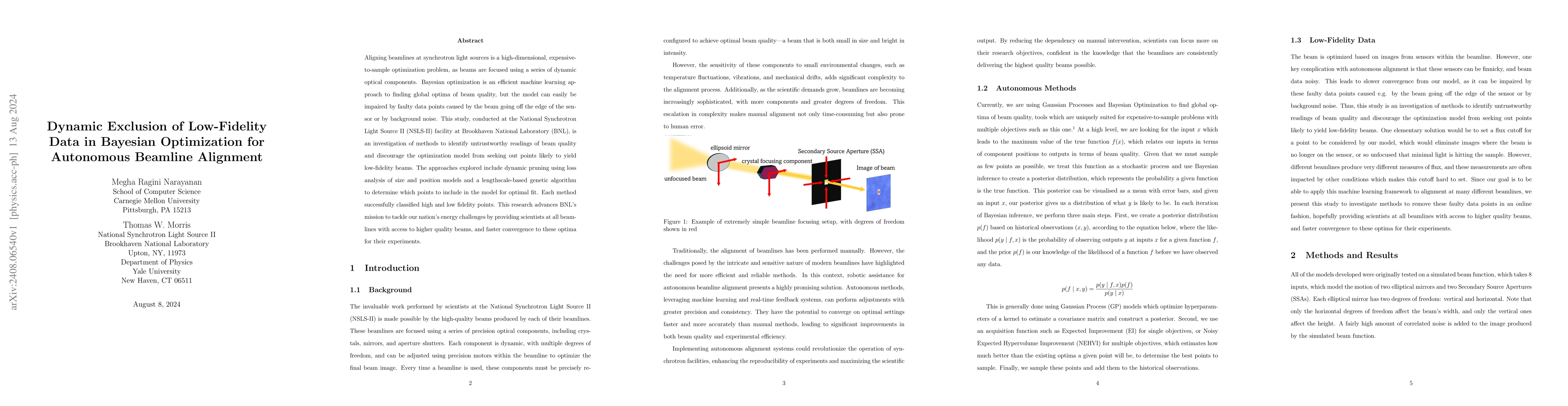 Thumbnail for Dynamic Exclusion of Low-Fidelity Data in Bayesian Optimization for
  Autonomous Beamline Alignment