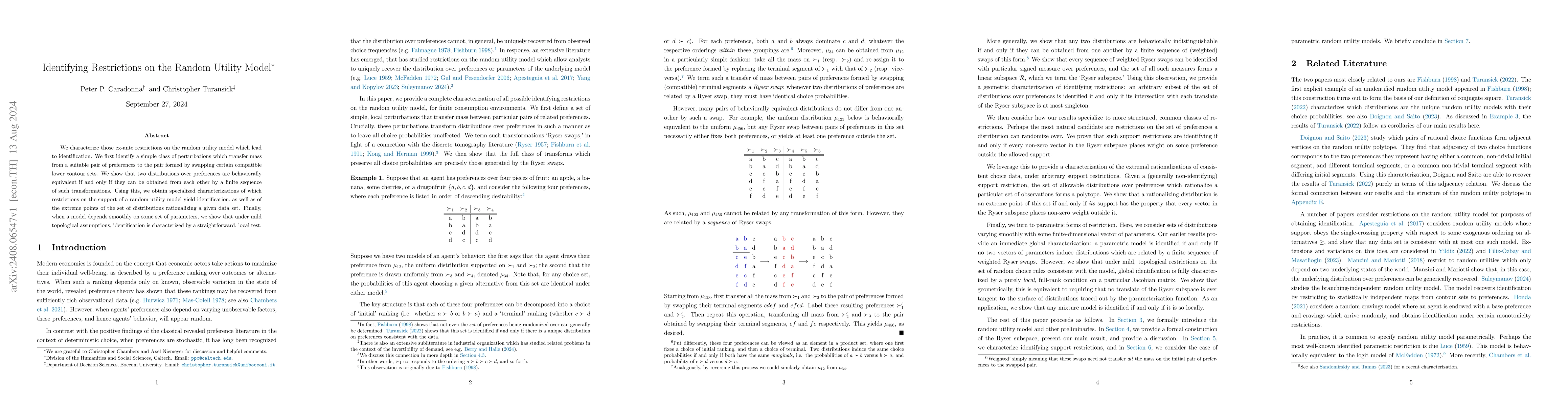 Thumbnail for Identifying Restrictions on the Random Utility Model