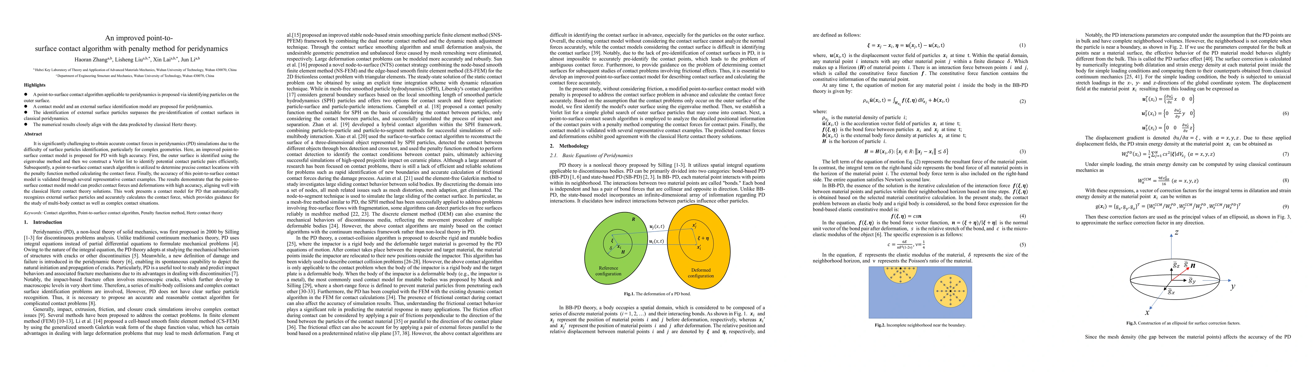Thumbnail for An improved point-to-surface contact algorithm with penalty method for
  peridynamics