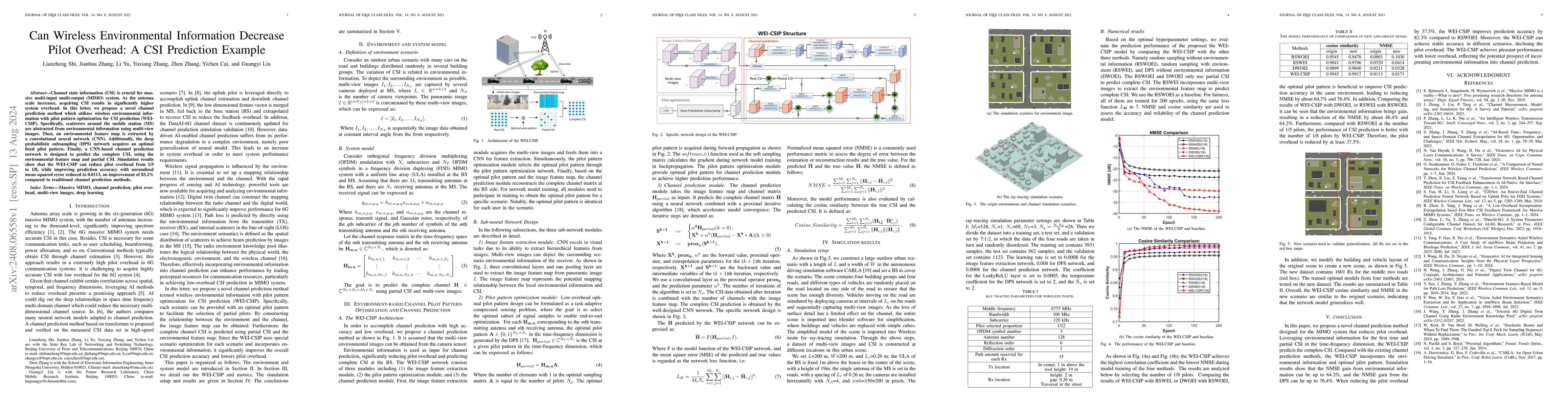 Thumbnail for Can Wireless Environmental Information Decrease Pilot Overhead: A CSI
  Prediction Example