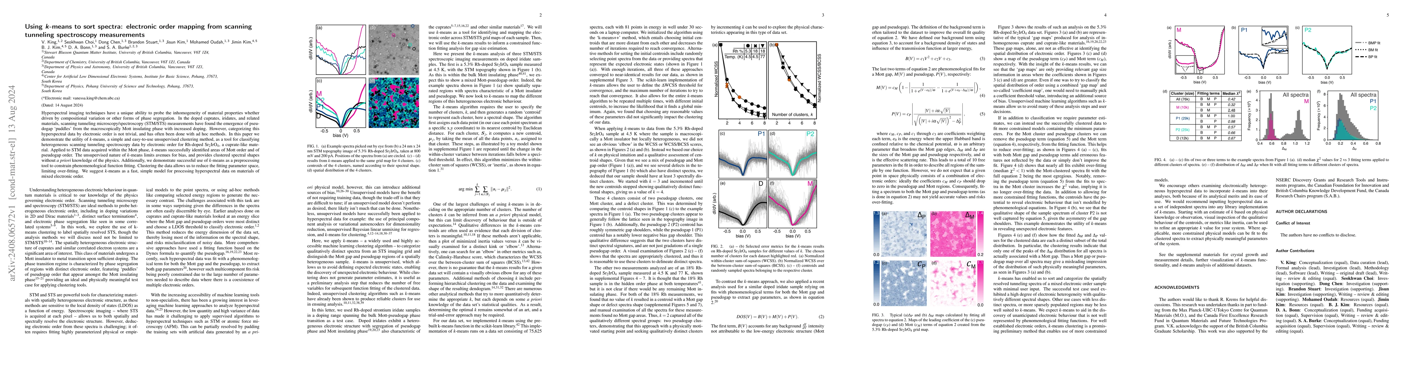 Thumbnail for Using $k$-means to sort spectra: electronic order mapping from scanning
  tunneling spectroscopy measurements