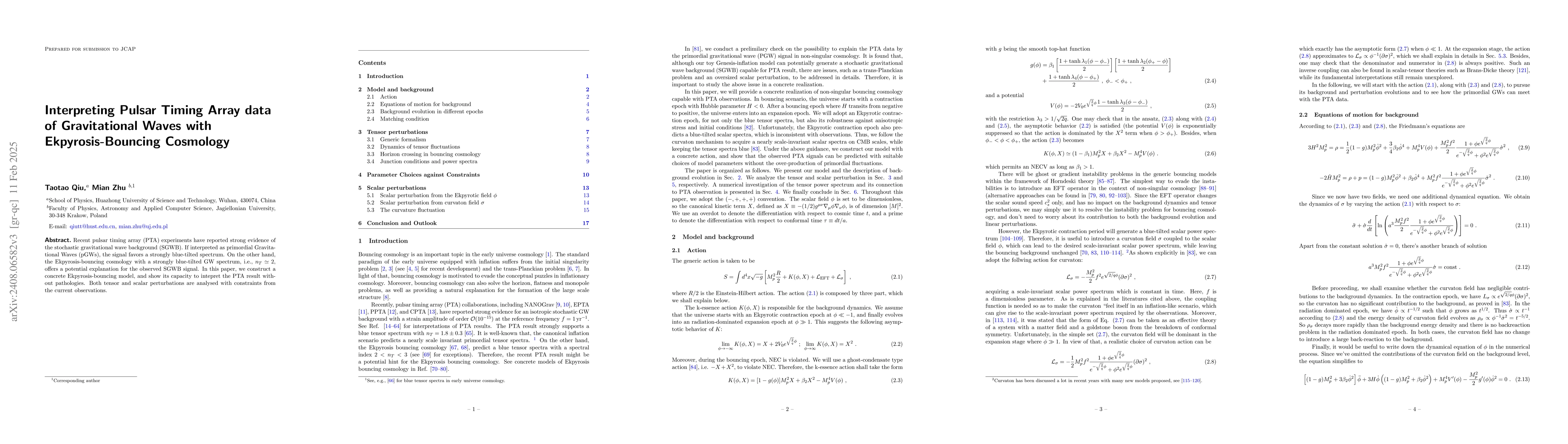 Thumbnail for Interpretating Pulsar Timing Array data of Gravitational Waves with
  Ekpyrosis-Bouncing Cosmology