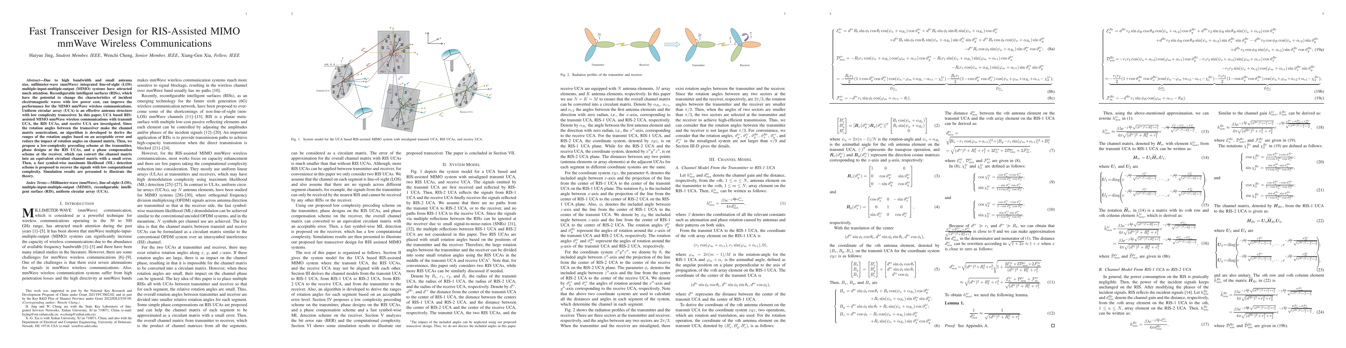 Thumbnail for Fast Transceiver Design for RIS-Assisted MIMO mmWave Wireless
  Communications