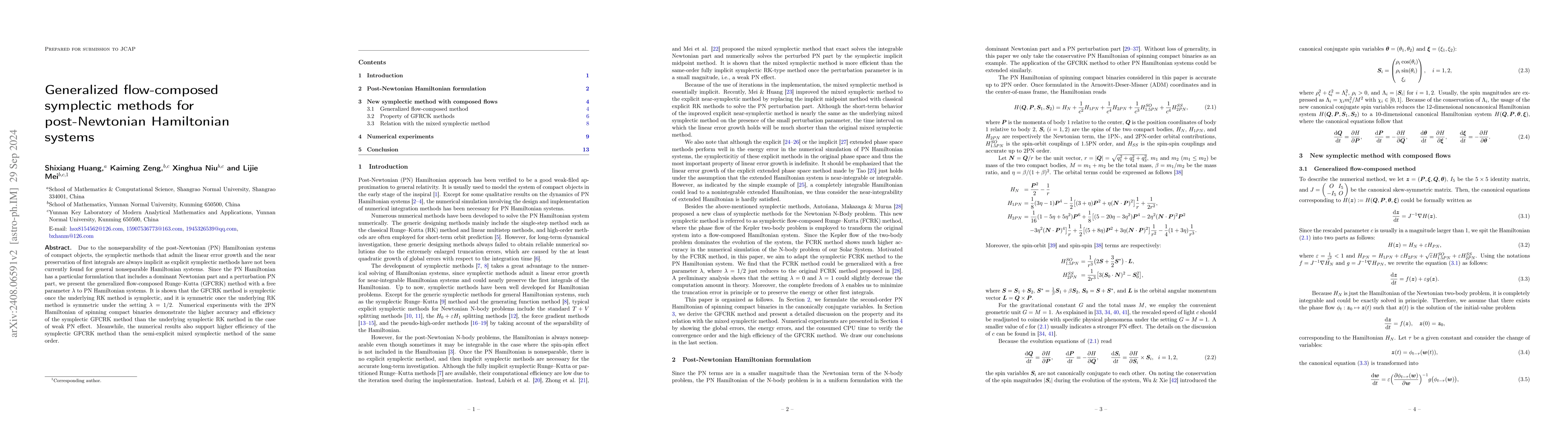 Thumbnail for Generalized flow-composed symplectic methods for post-Newtonian
  Hamiltonian systems