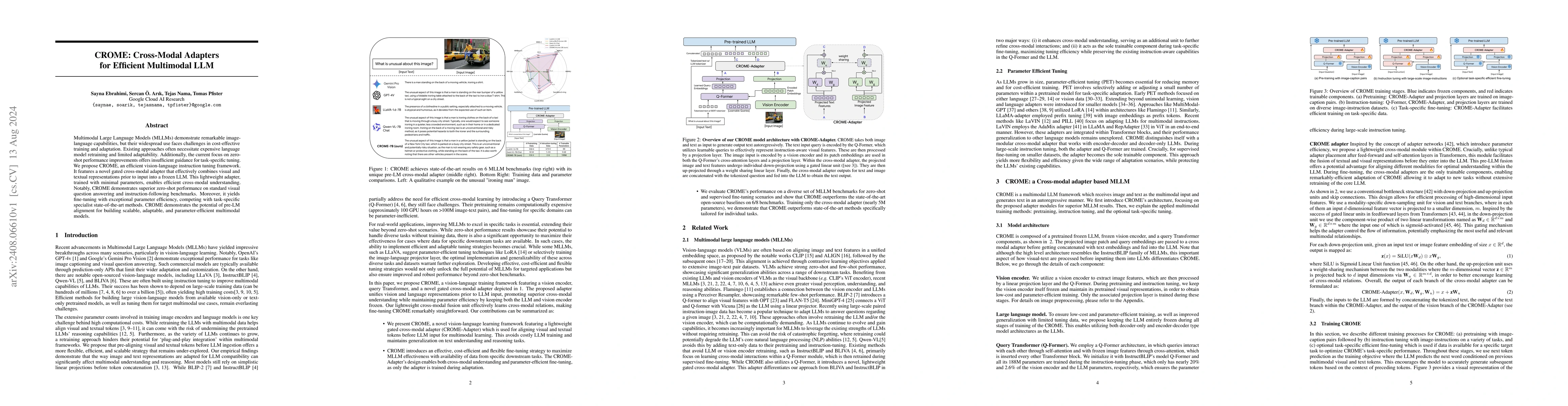 Thumbnail for CROME: Cross-Modal Adapters for Efficient Multimodal LLM