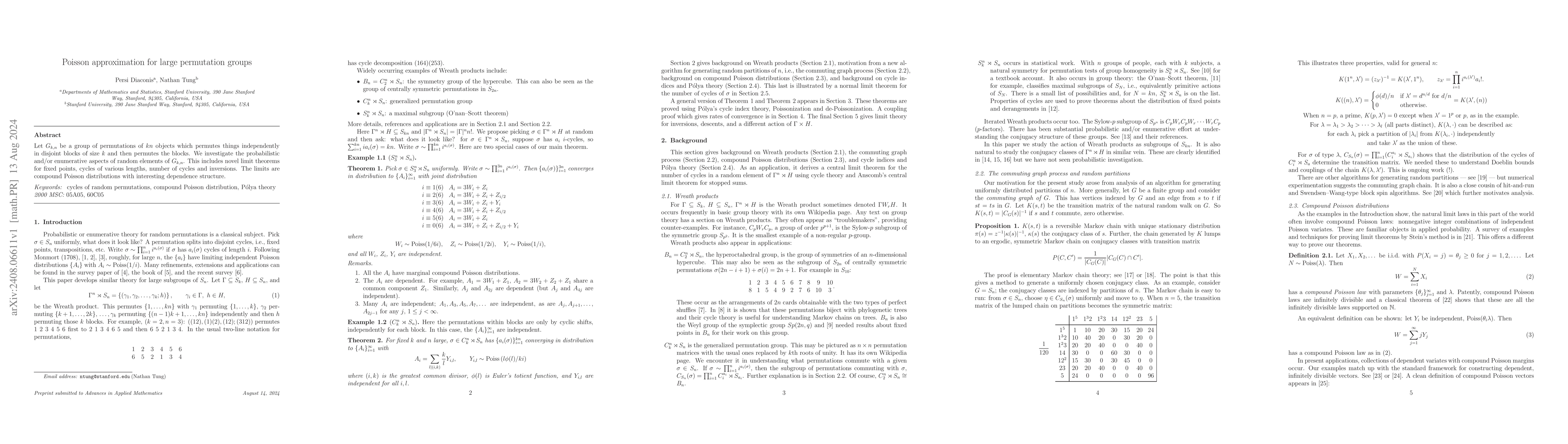 Thumbnail for Poisson approximation for large permutation groups