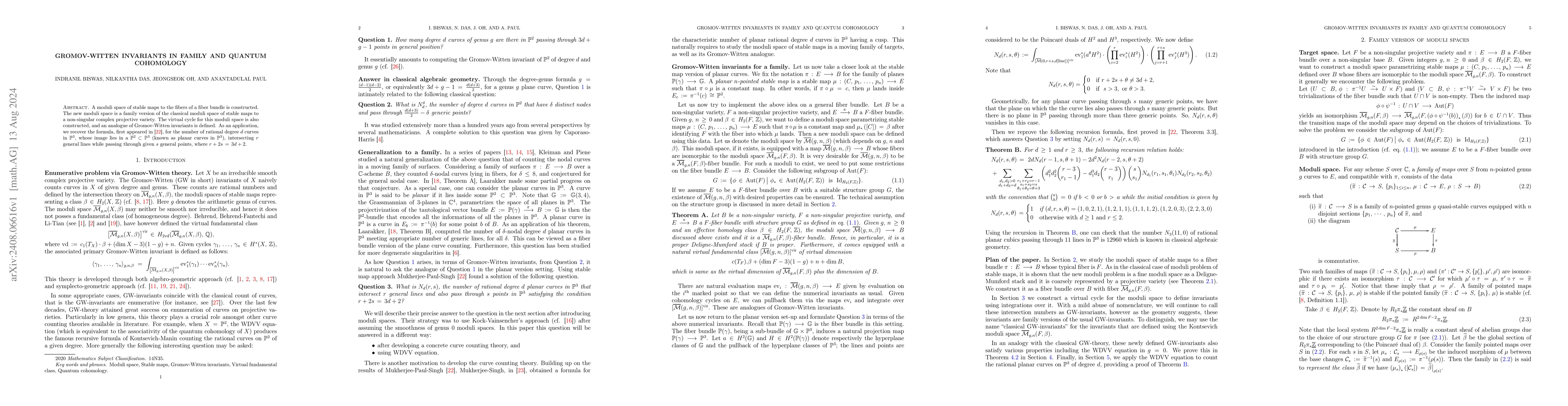 Thumbnail for Gromov-Witten invariants in family and quantum cohomology