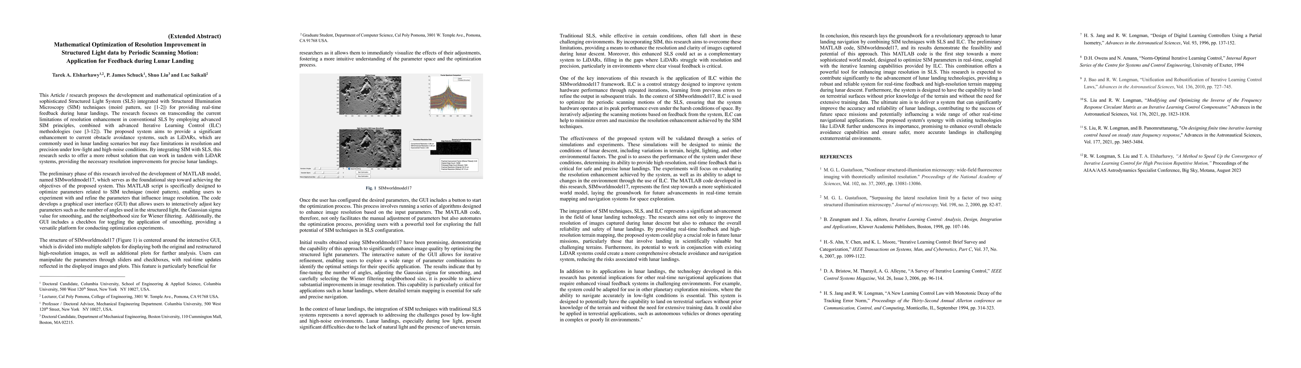 Thumbnail for Mathematical Optimization of Resolution Improvement in Structured Light
  data by Periodic Scanning Motion: Application for Feedback during Lunar
  Landing